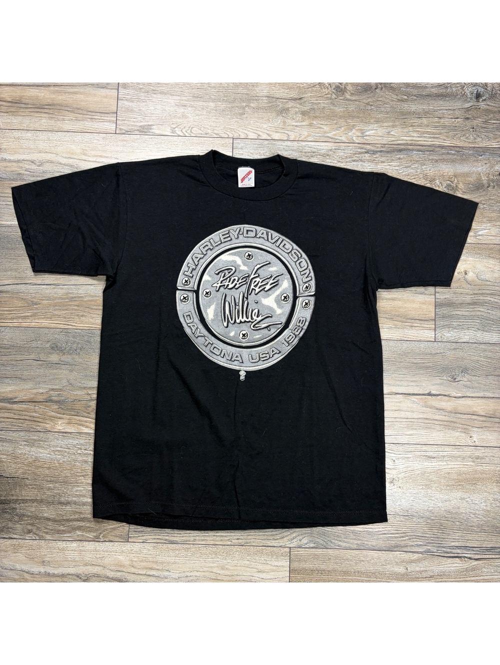 Vintage 1988 Harley-Davidson Ride Free Willie Daytona T-Shirt Black Size L